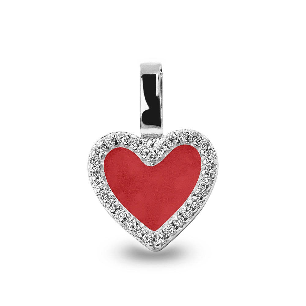 Heart Gem Pendant in Red - Silver memorial jewellery