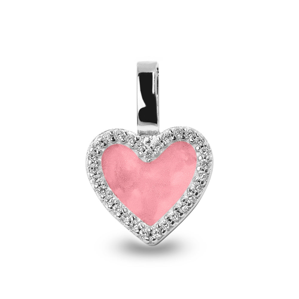 Heart Gem Pendant in Soft Pink - Silver memorial jewellery