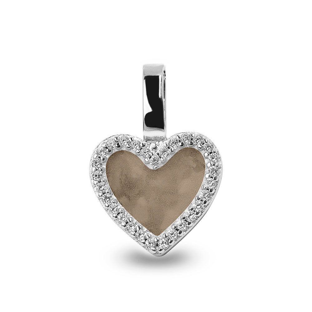Heart Gem Pendant in Transparent - Silver memorial jewellery
