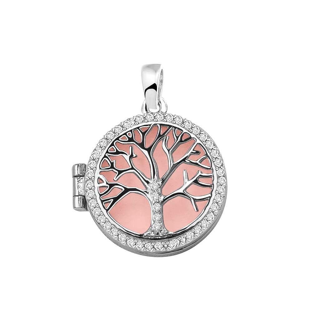 Tree of Life Locket in Blush - Silver memorial jewellery