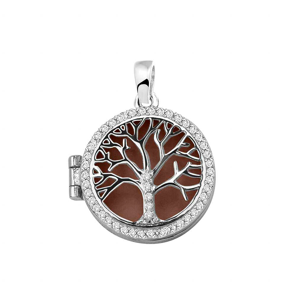 Tree of Life Locket in Brown - Silver memorial jewellery