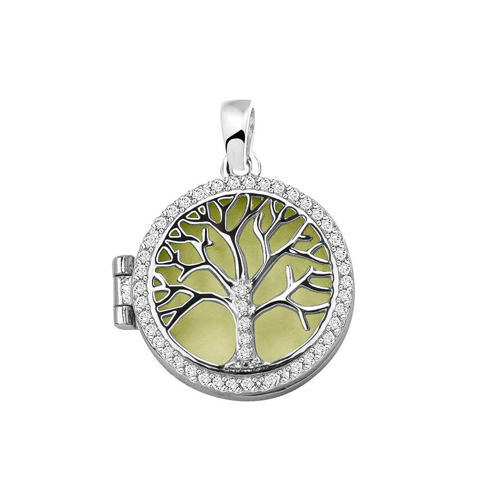Tree of Life Locket in Olive - Silver memorial jewellery
