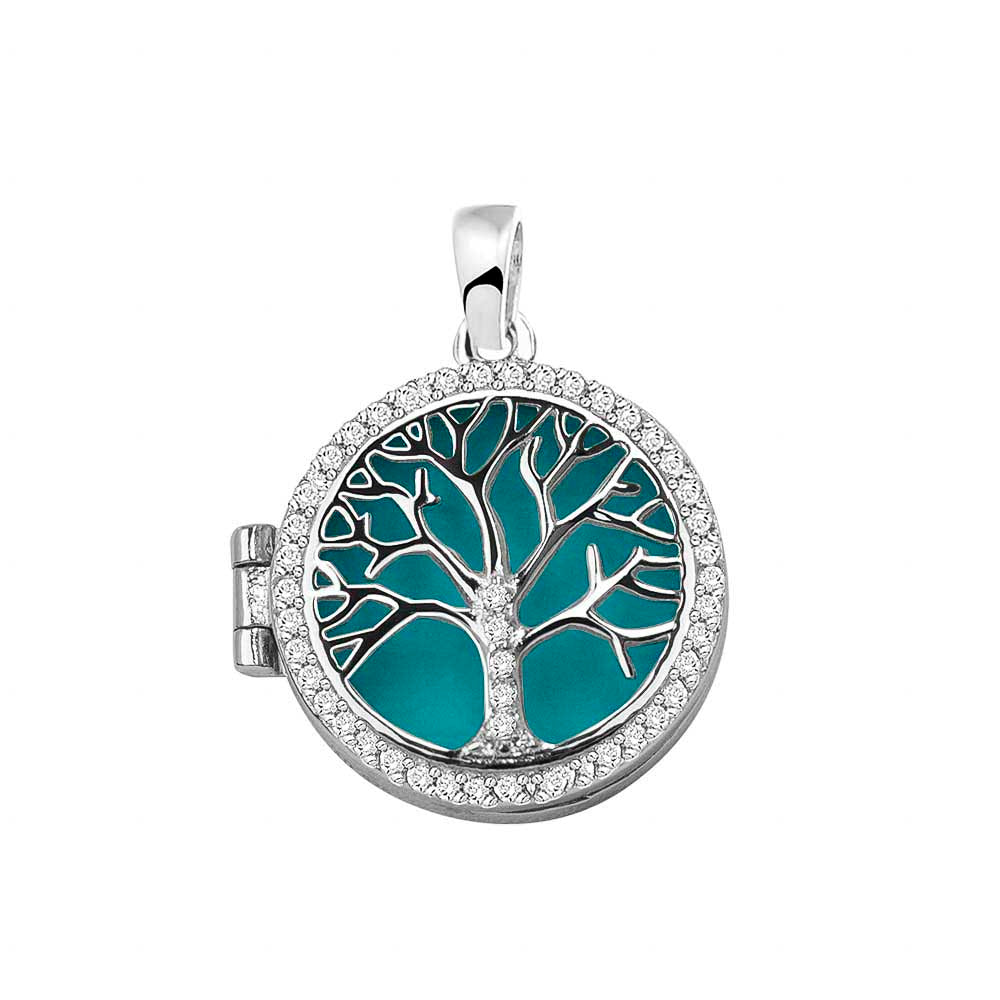 Tree of Life Locket in Turquoise - Silver memorial jewellery