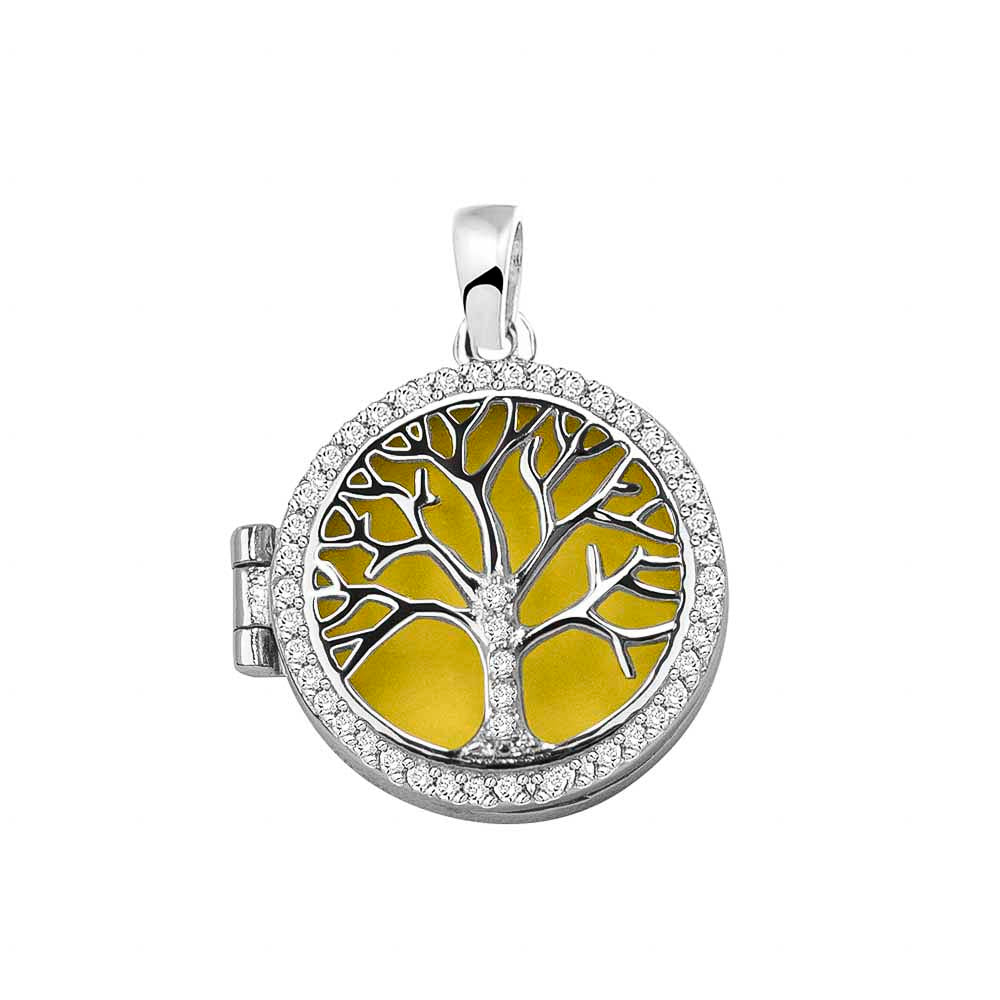 Tree of Life Locket in Yellow - Silver memorial jewellery