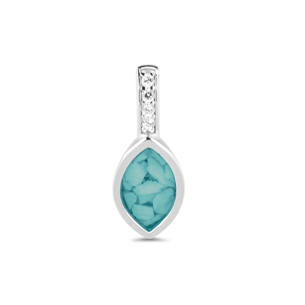 Marquise Pendant Small in Aqua - Silver memorial jewellery