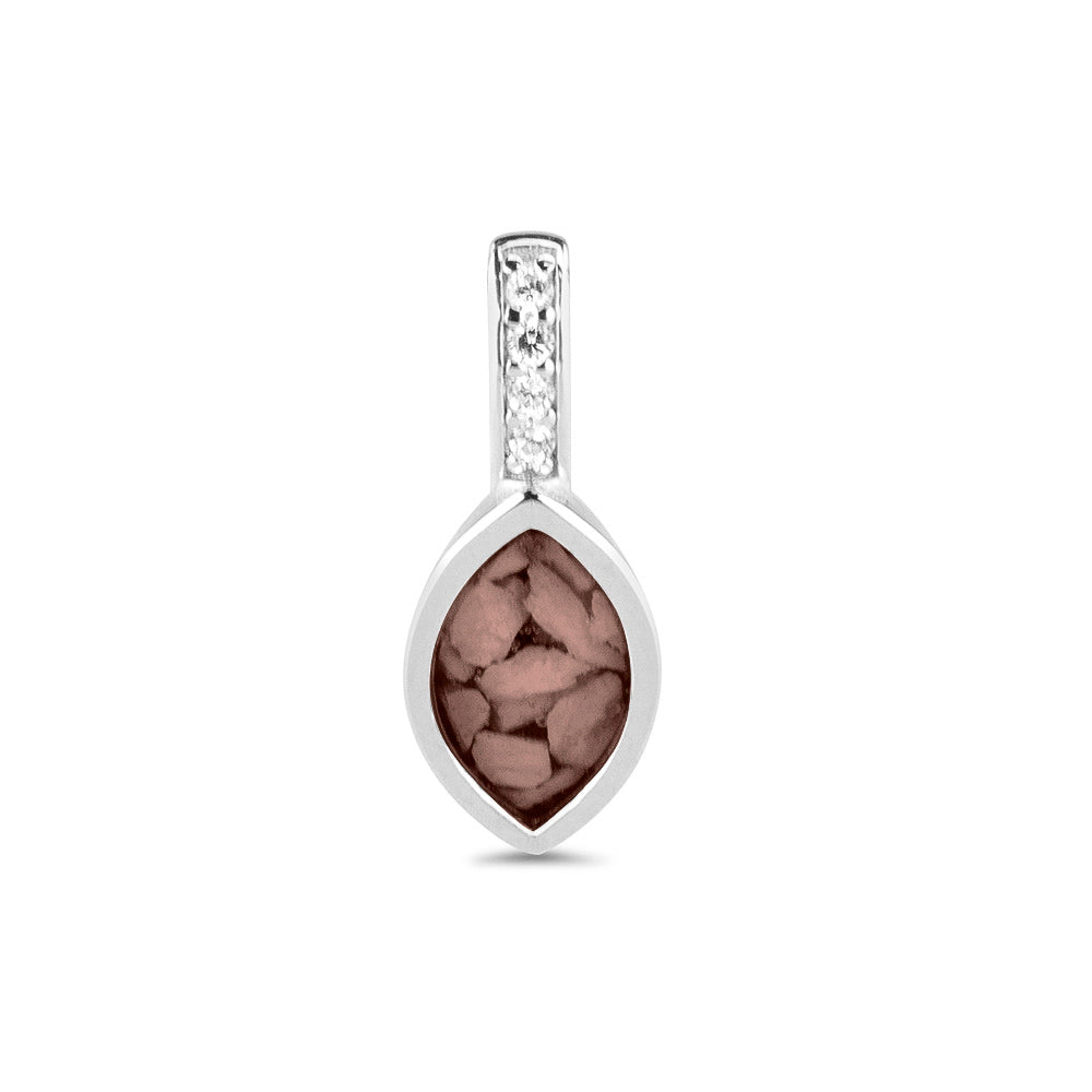 Marquise Pendant Small in Brown - Silver memorial jewellery