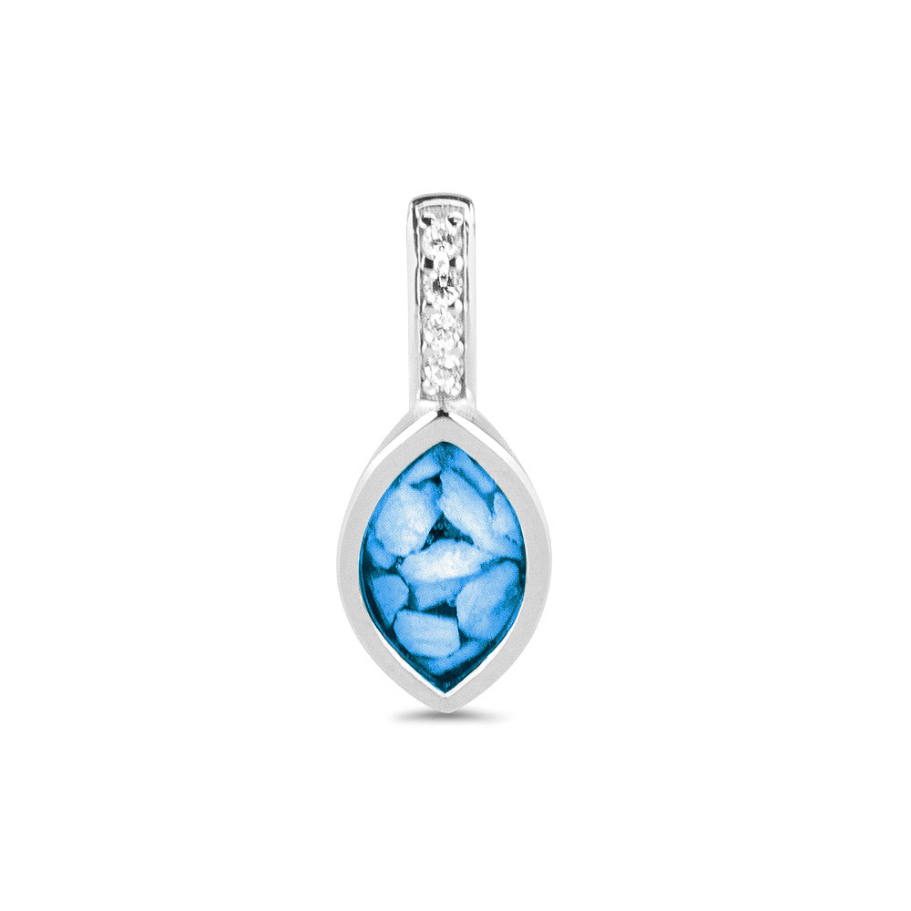 Marquise Pendant Small in Marine Blue - Silver memorial jewellery