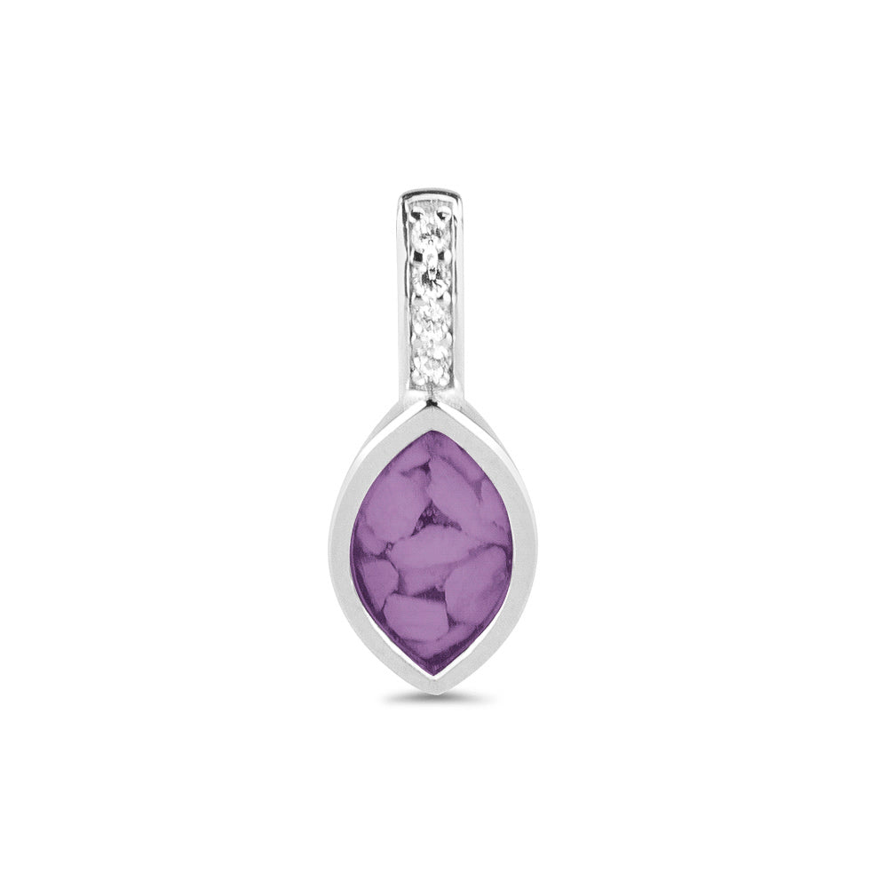 Marquise Pendant Small in Purple - Silver memorial jewellery