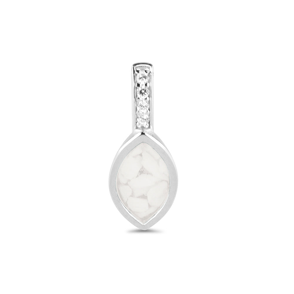 Marquise Pendant Small in White - Silver memorial jewellery