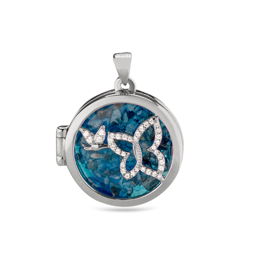 Butterflies Locket - Silver memorial jewellery