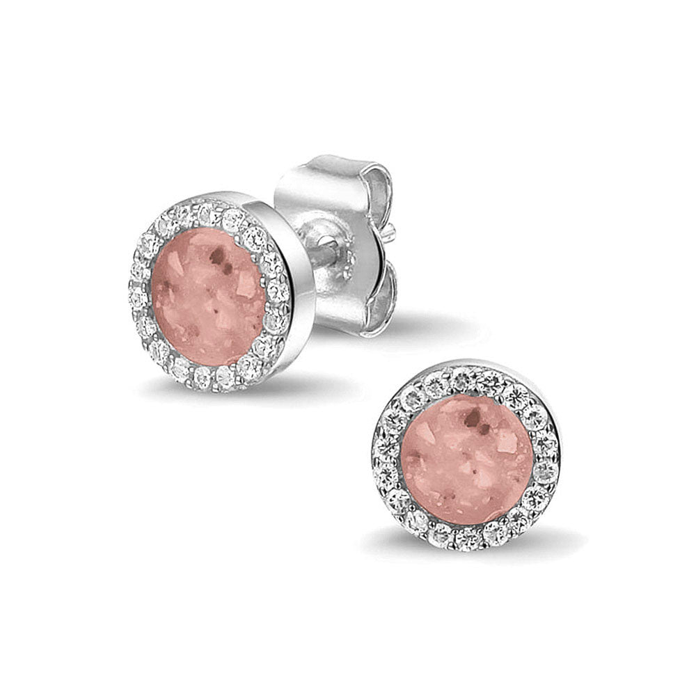 Gem Ear Studs in Blush - Silver memorial jewellery