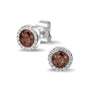 Gem Ear Studs in Brown - Silver memorial jewellery