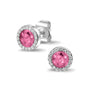 Gem Ear Studs in Fluo Pink - Silver memorial jewellery