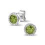 Gem Ear Studs in Green - Silver memorial jewellery