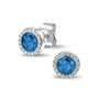 Gem Ear Studs in Marine Blue - Silver memorial jewellery