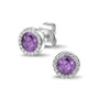 Gem Ear Studs in Purple - Silver memorial jewellery