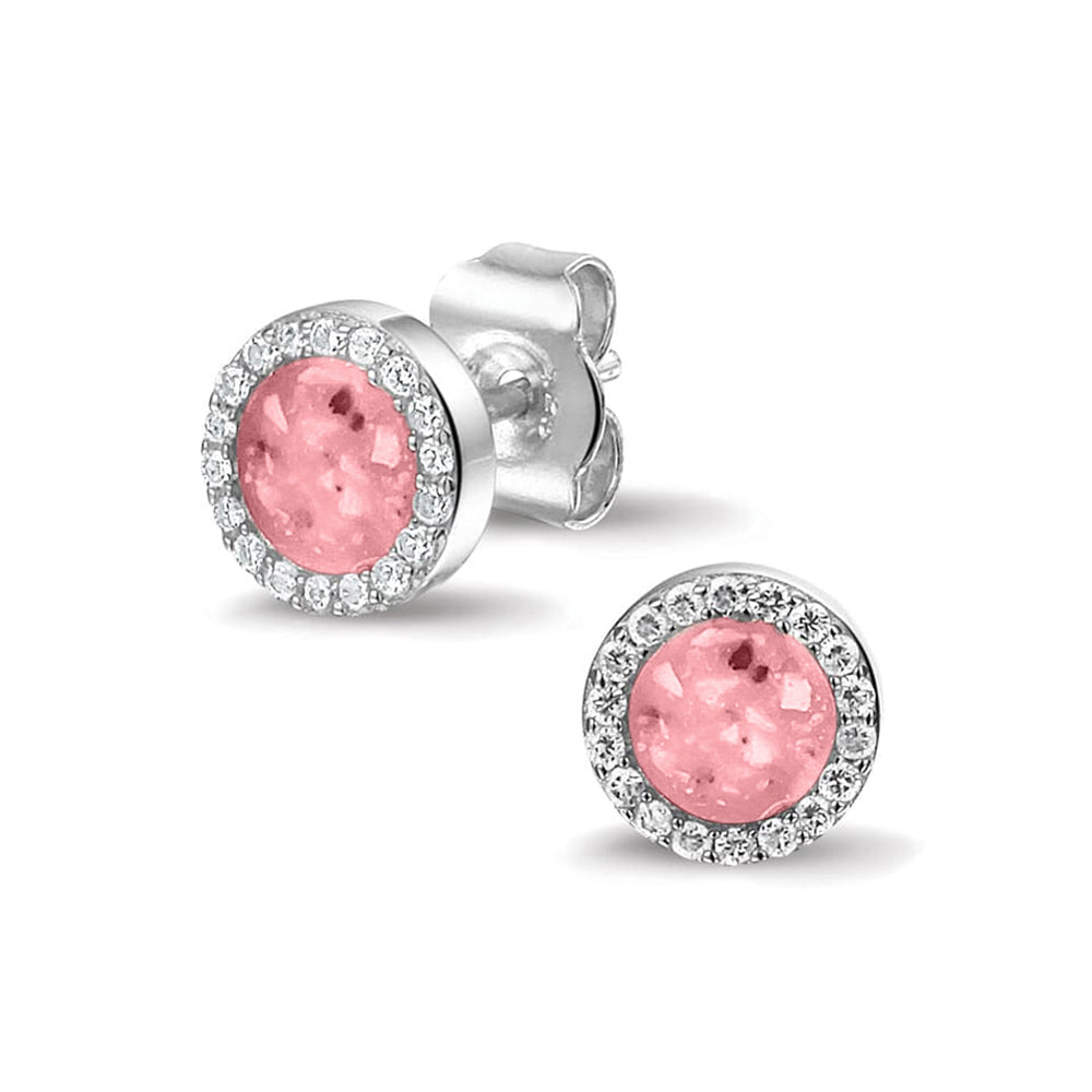 Gem Ear Studs in Soft Pink - Silver memorial jewellery