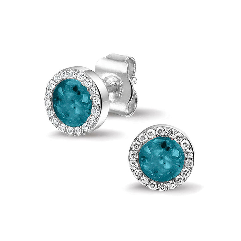 Gem Ear Studs in Turquoise - Silver memorial jewellery