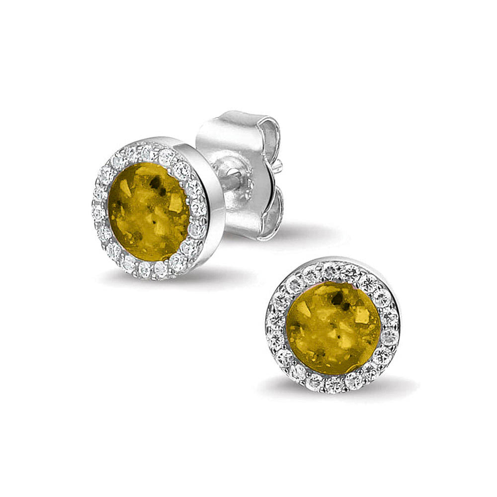 Gem Ear Studs in Yellow - Silver memorial jewellery