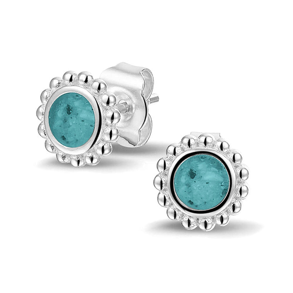 Bubble Ear Studs in Aqua - Silver memorial jewellery