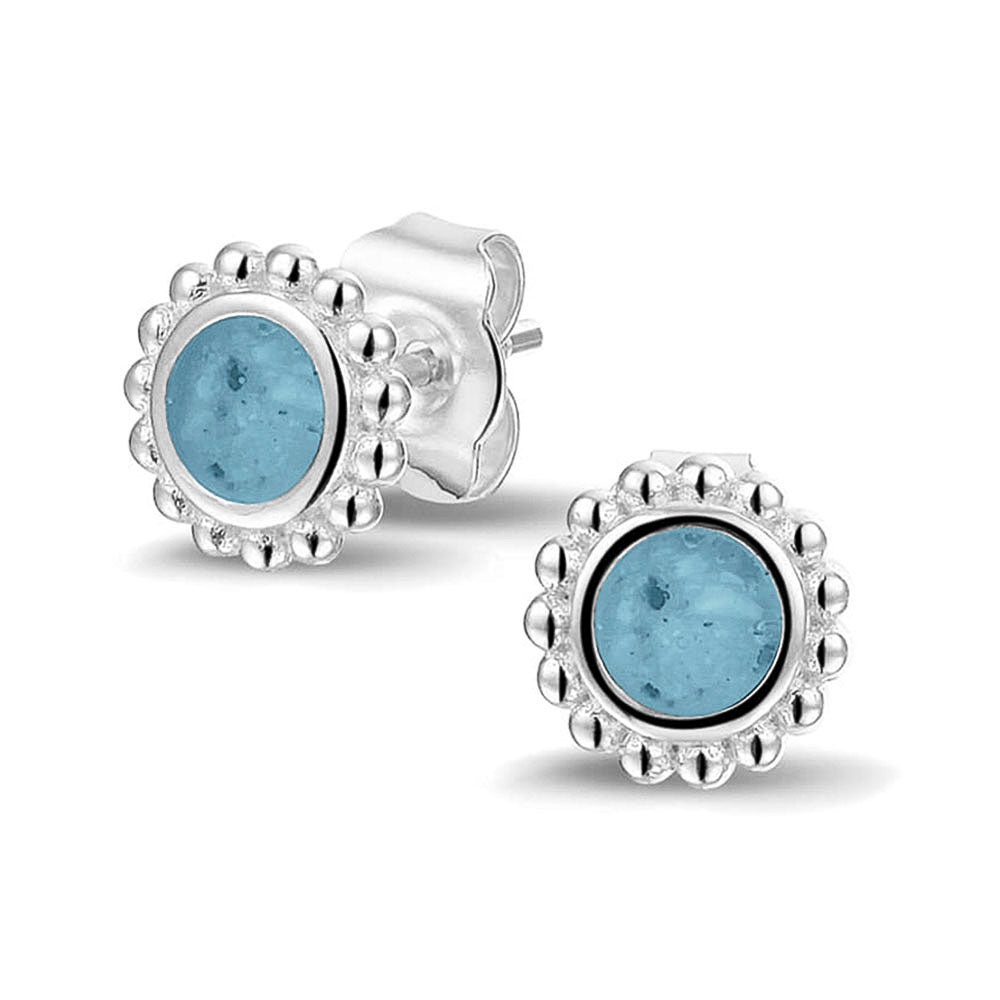 Bubble Ear Studs in Baby Blue - Silver memorial jewellery