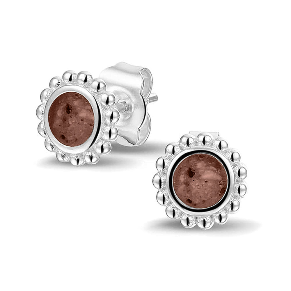 Bubble Ear Studs in Brown - Silver memorial jewellery