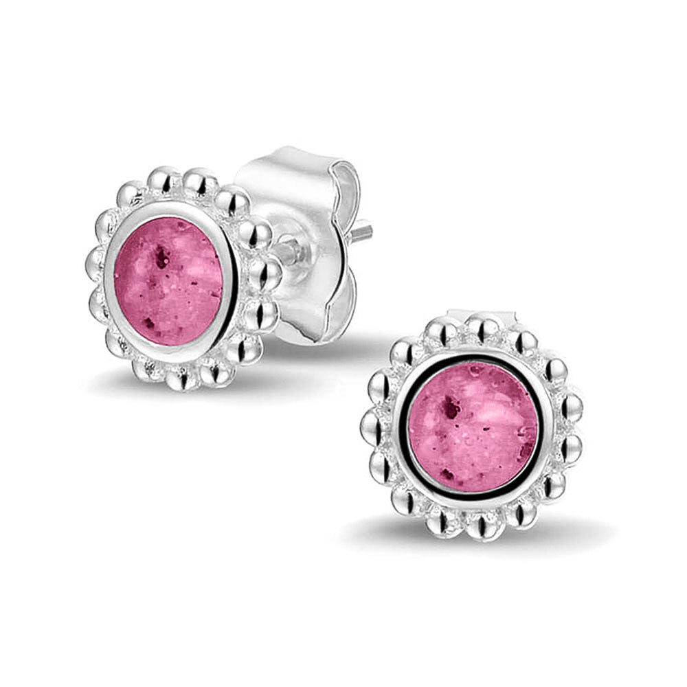 Bubble Ear Studs in Fluo Pink - Silver memorial jewellery