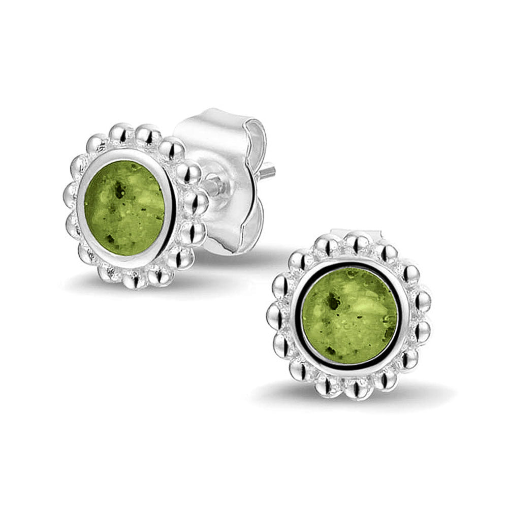 Bubble Ear Studs in Green - Silver memorial jewellery