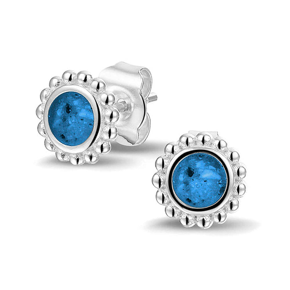 Bubble Ear Studs in Marine Blue - Silver memorial jewellery