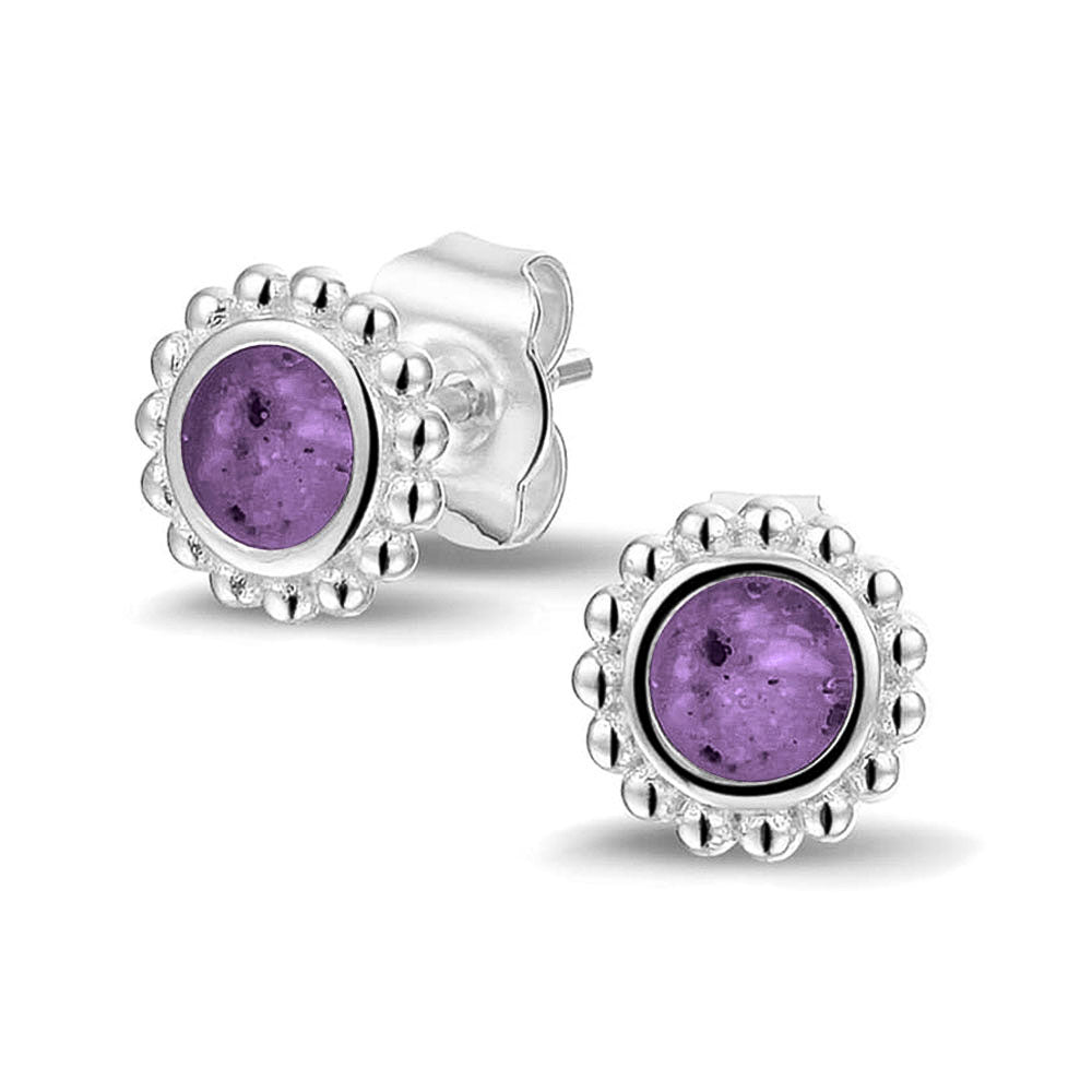 Bubble Ear Studs in Purple - Silver memorial jewellery