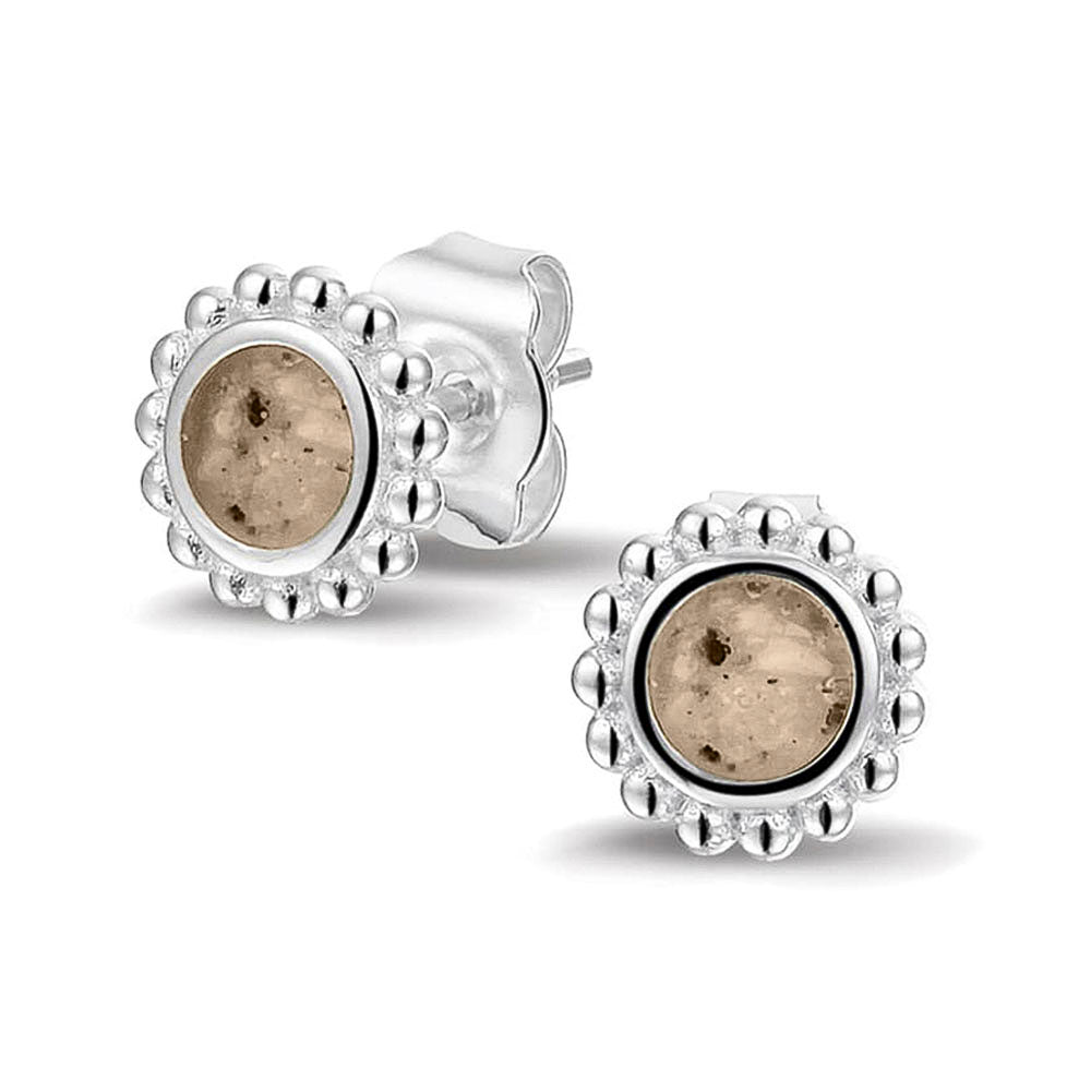 Bubble Ear Studs in Transparent - Silver memorial jewellery