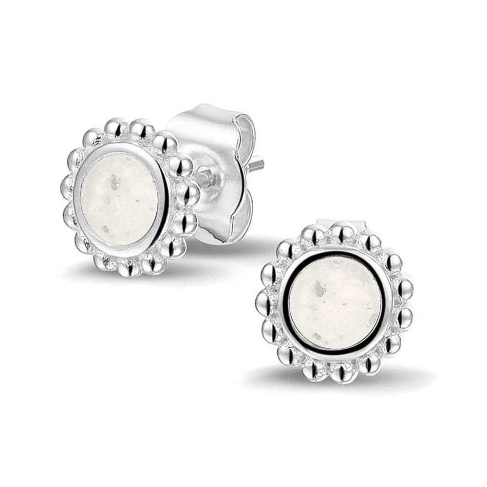 Bubble Ear Studs in White - Silver memorial jewellery