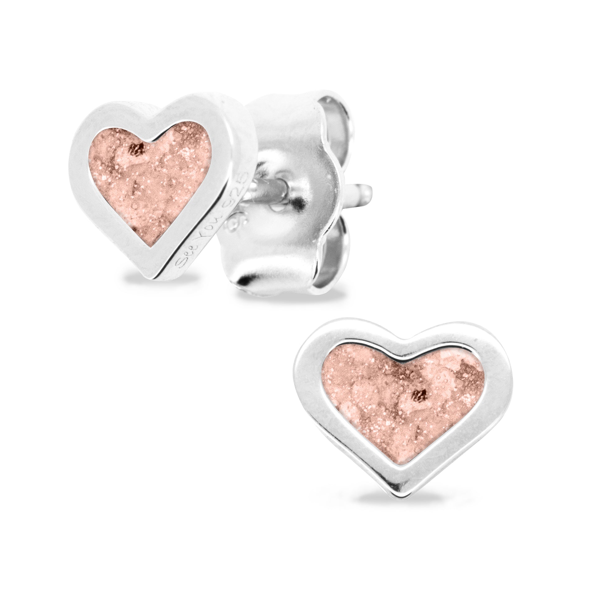 Heart Ear Studs - Silver memorial jewellery