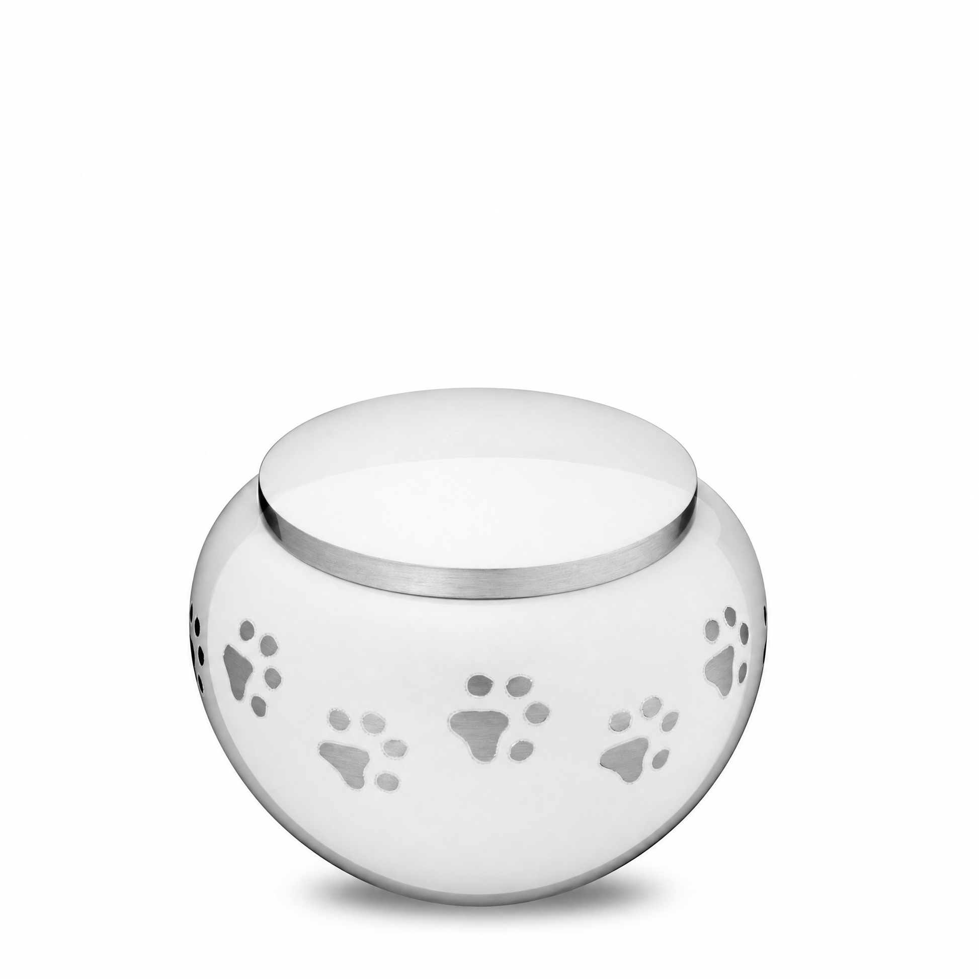 Classic™ Round Small Pet Urn White & Bru Pewter