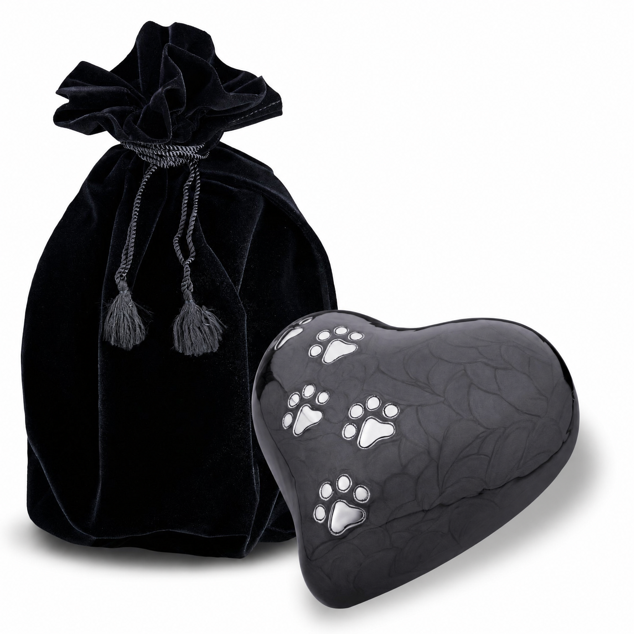 Medium Heart Pet Urn Midnight & Bru Pewter