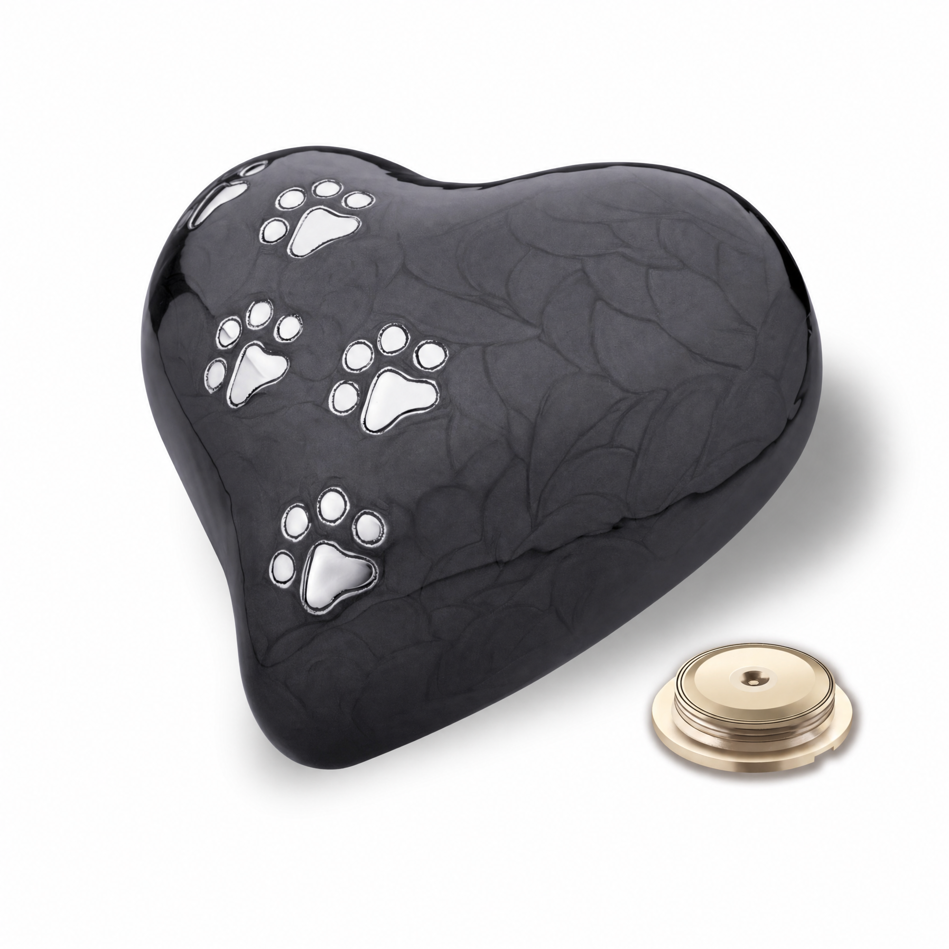 Medium Heart Pet Urn Midnight & Bru Pewter