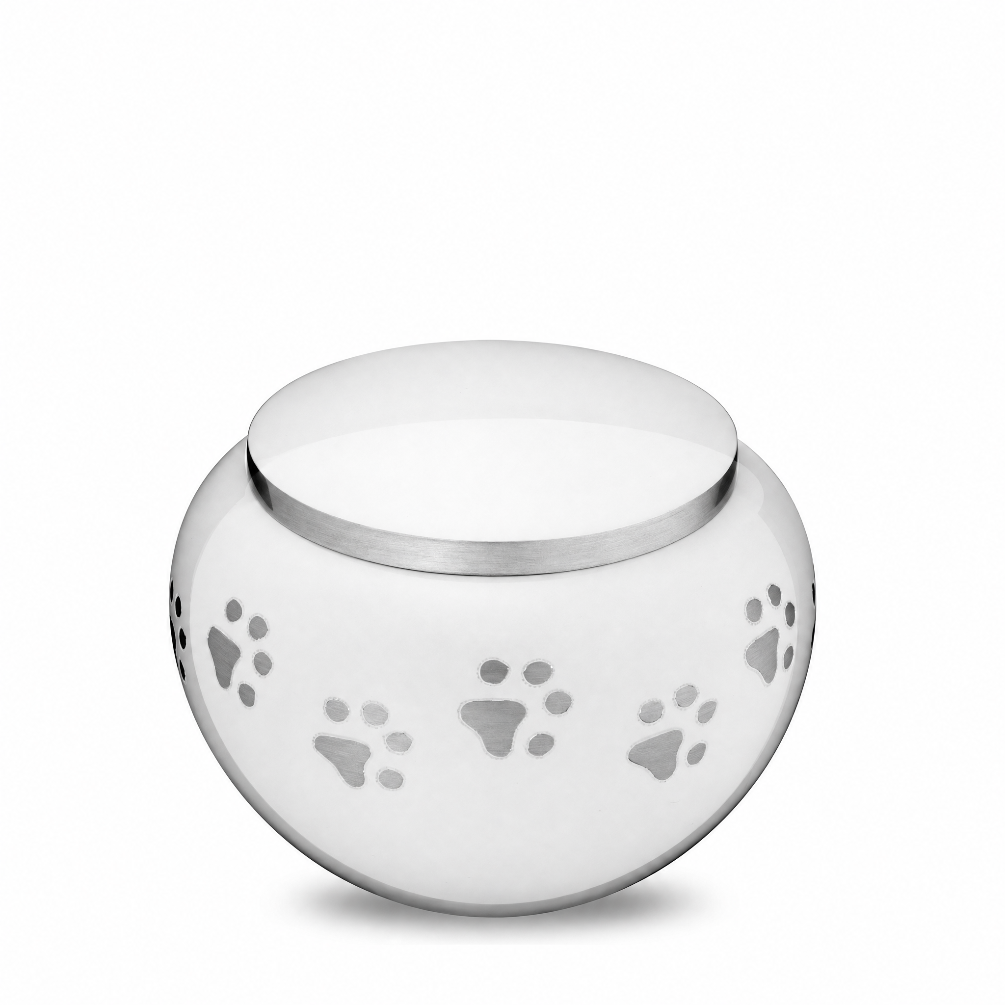Classic™ Round Medium Pet Urn White & Bru Pewter