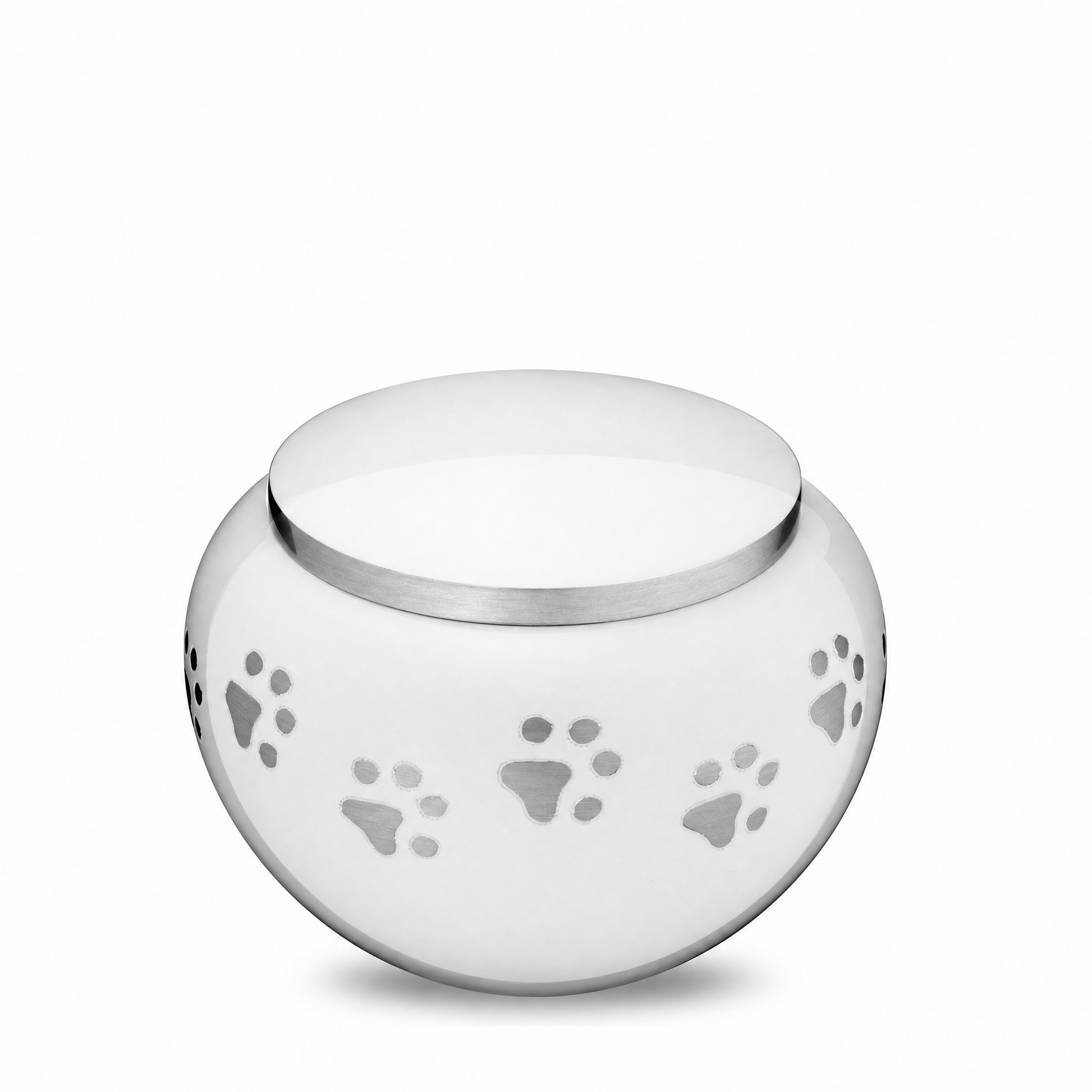 Classic™ Round Medium Pet Urn White & Bru Pewter