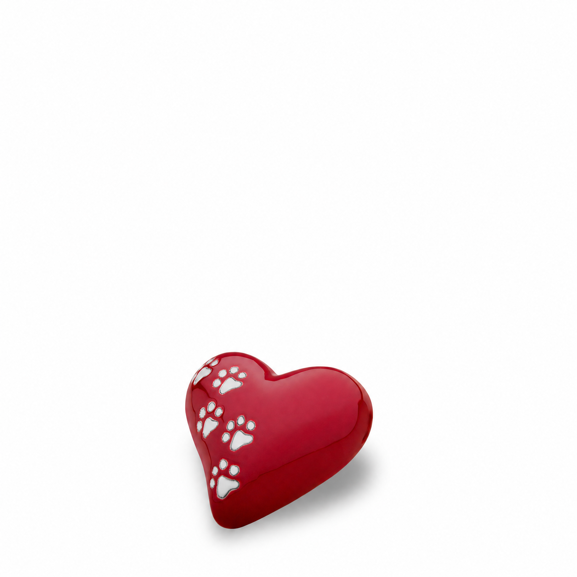 Keepsake Heart Pet Urn Pearl Red & Bru Pewter