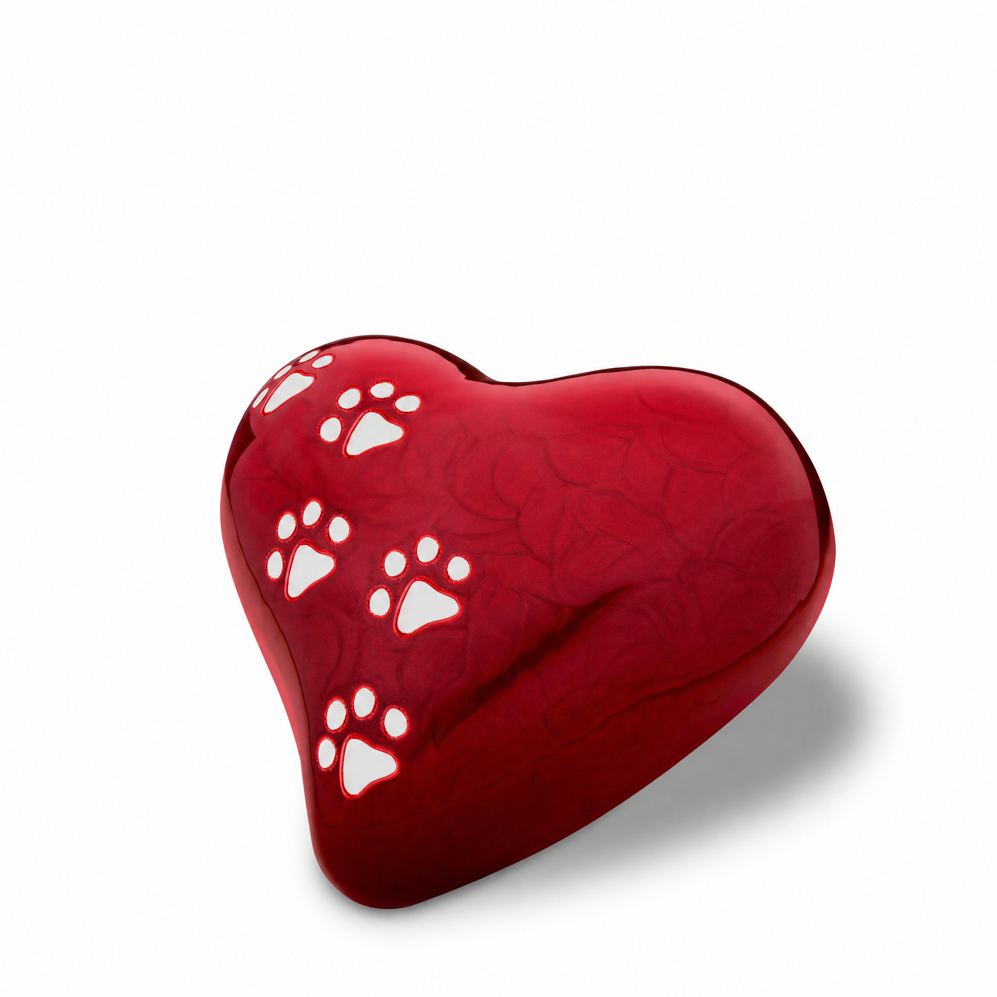 Large Heart Pet Urn Pearl Red & Bru Pewter