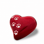 Large Heart Pet Urn Pearl Red & Bru Pewter