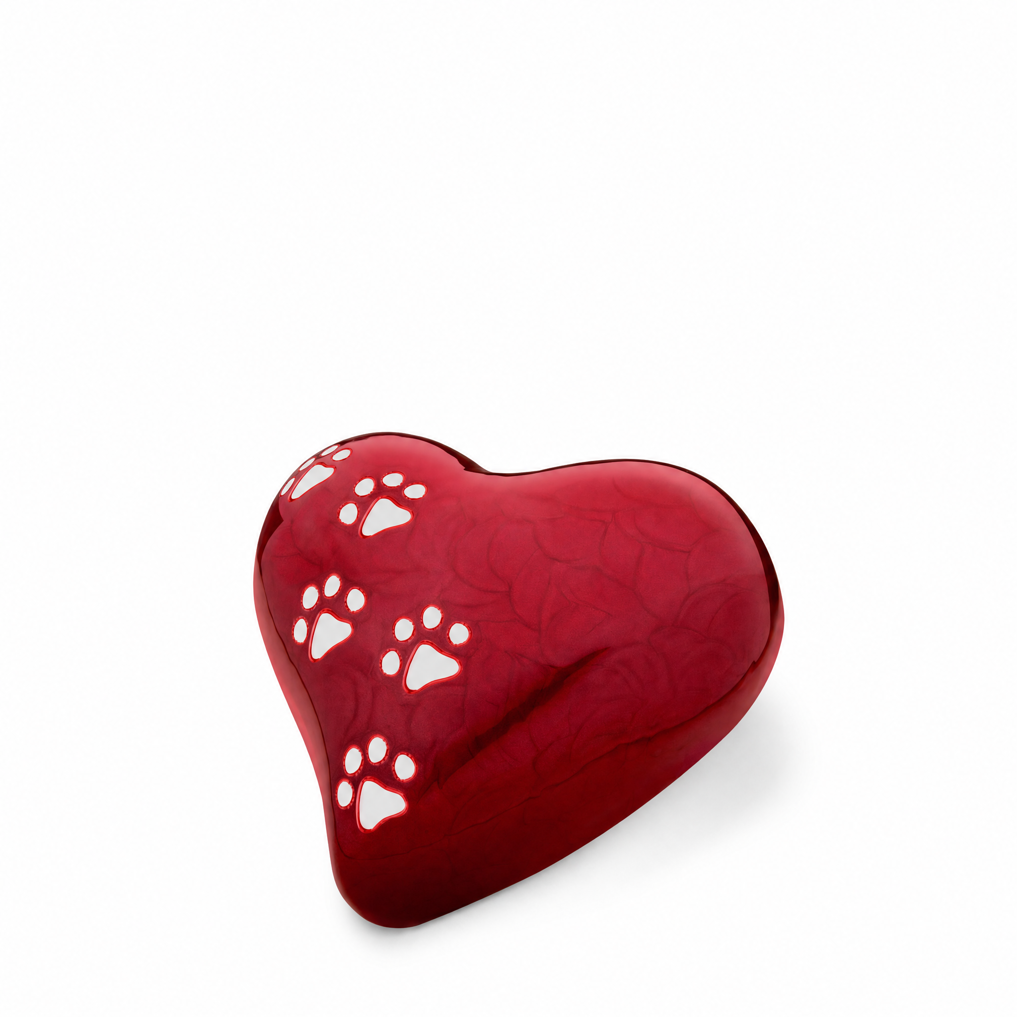 Medium Heart Pet Urn Pearl Red & Bru Pewter