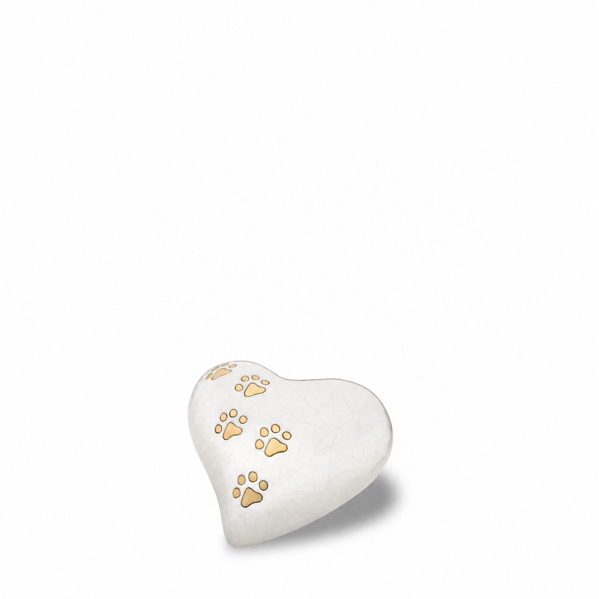Keepsake Heart Pet Urn Pearl White & Bru Gold