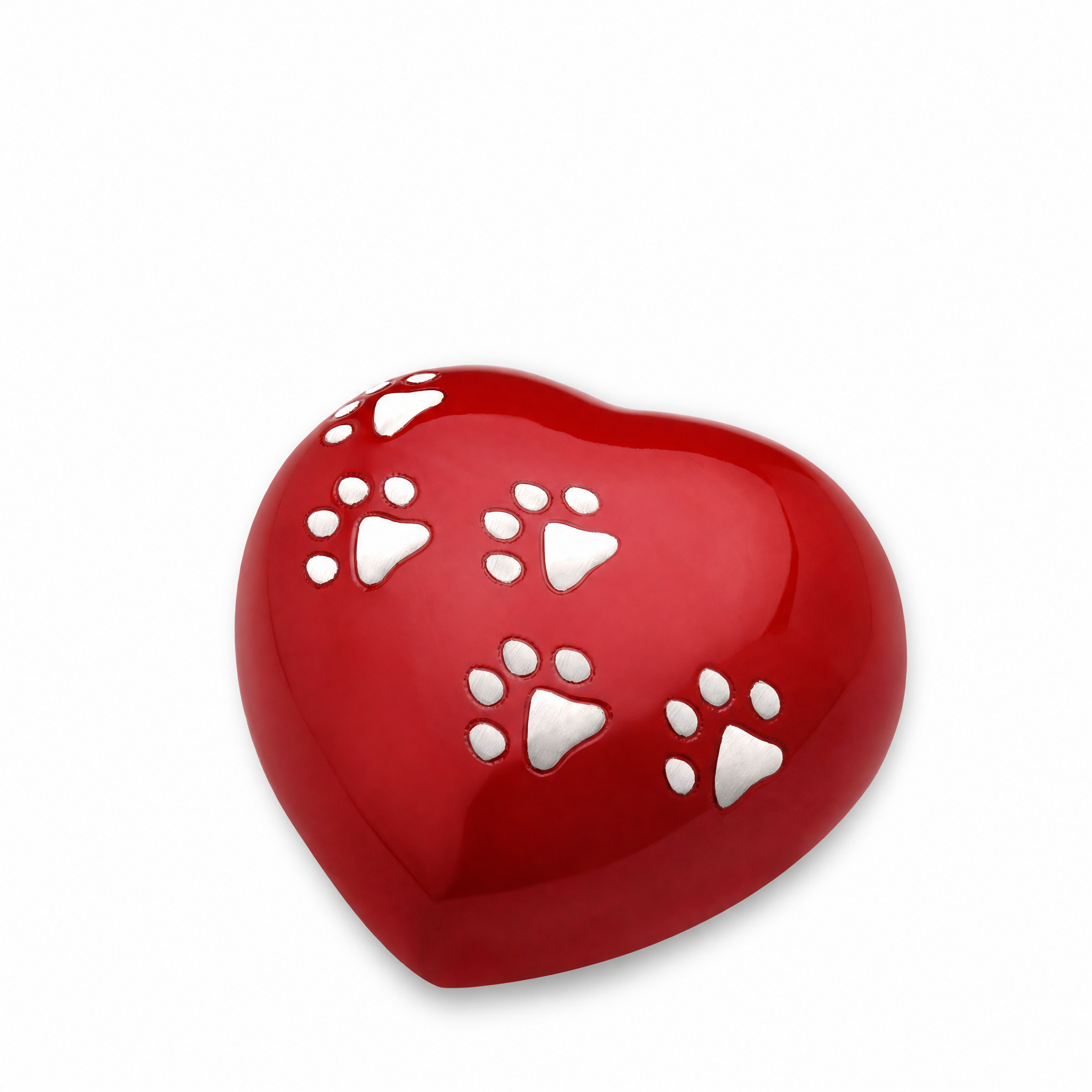 Large Heart Pet Urn Red & Bru Pewter