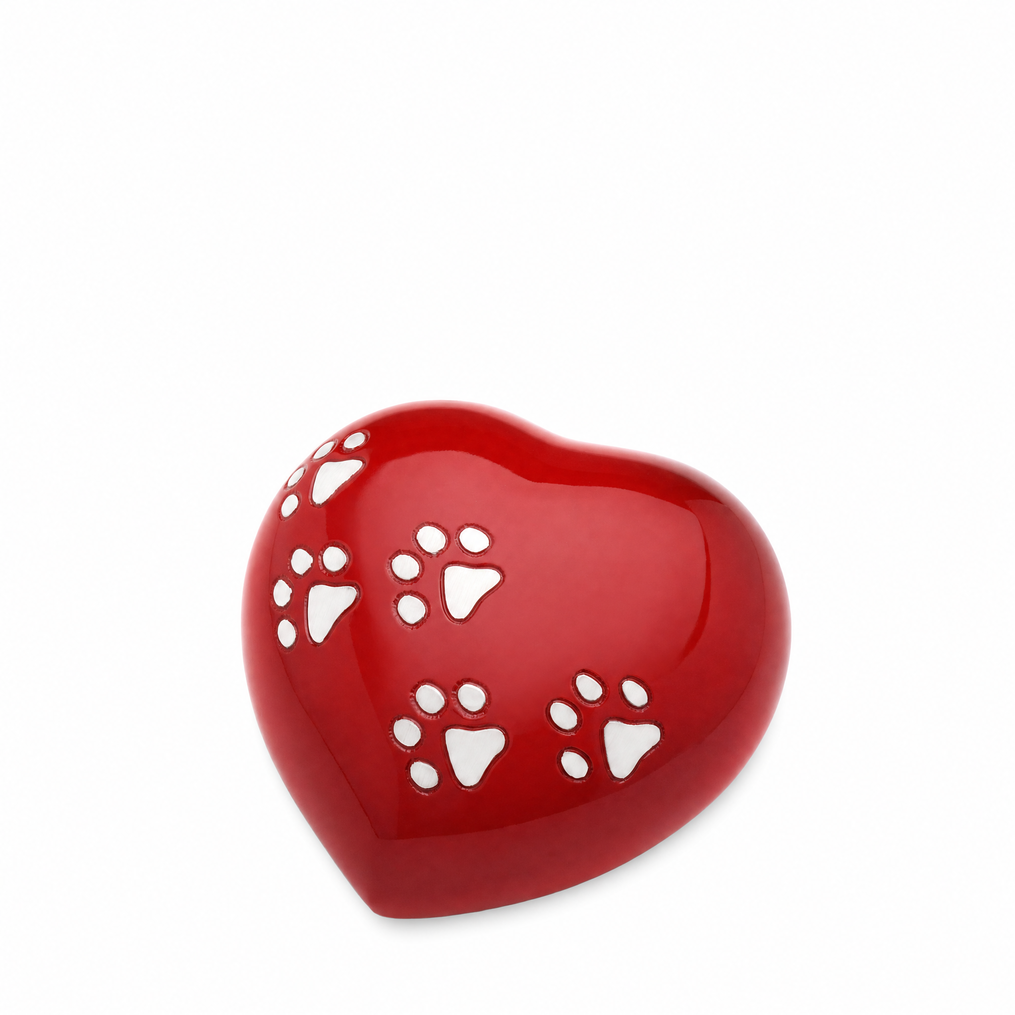 Medium Heart Pet Urn Red & Bru Pewter