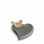 Heart with Butterfly Accent Keepsake Urn Moss & Yellow