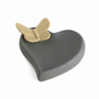 Heart with Butterfly Accent Keepsake Urn Moss & Yellow