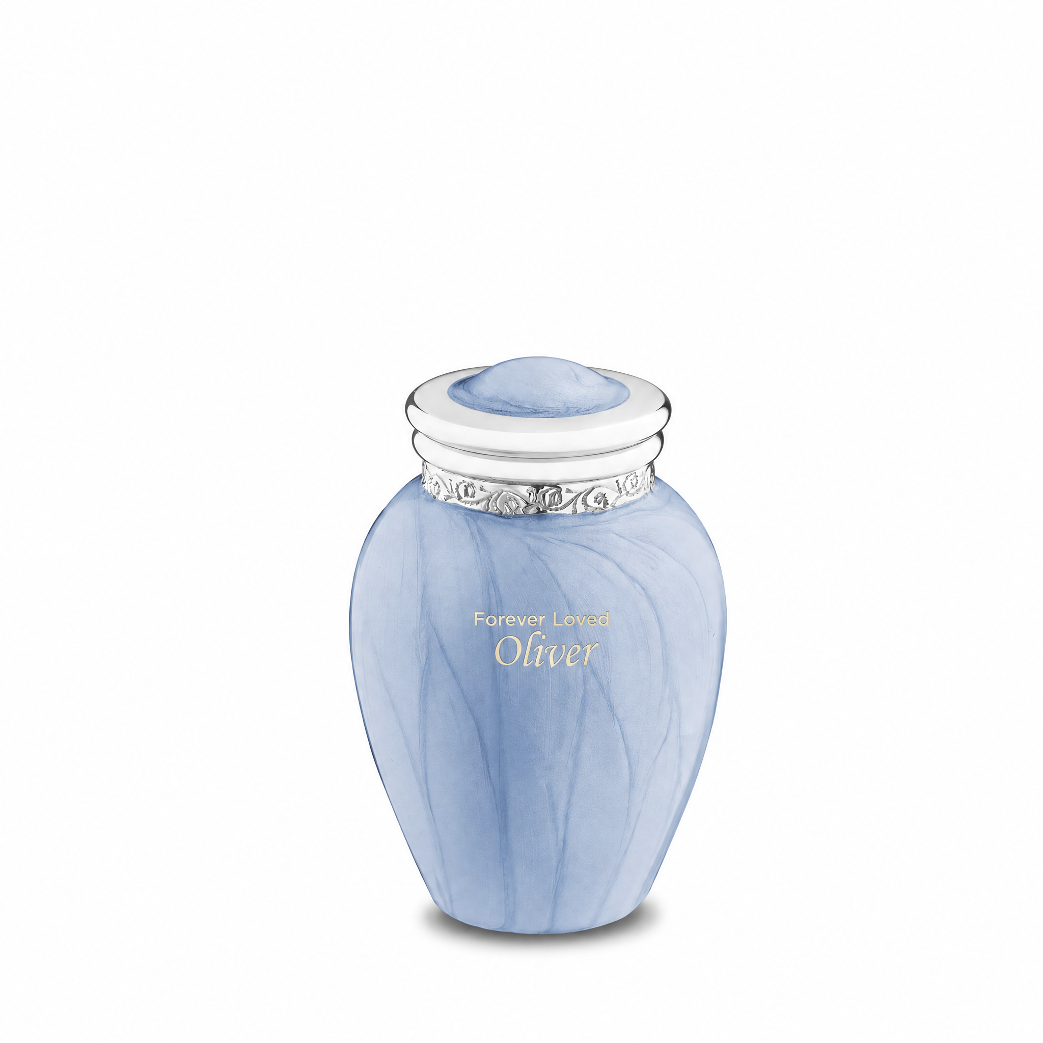 Blessing™ Keepsake Urn Pearl Blue & Pol Silver