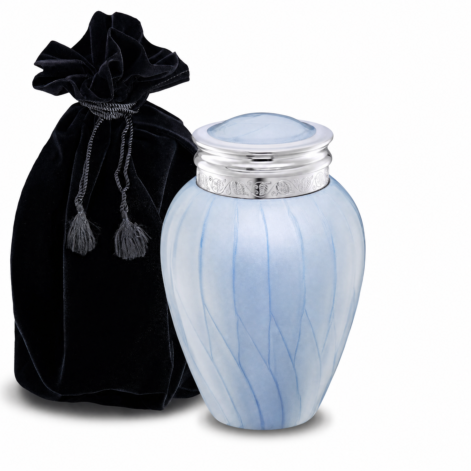 Blessing™ Medium Urn Pearl Blue & Pol Silver