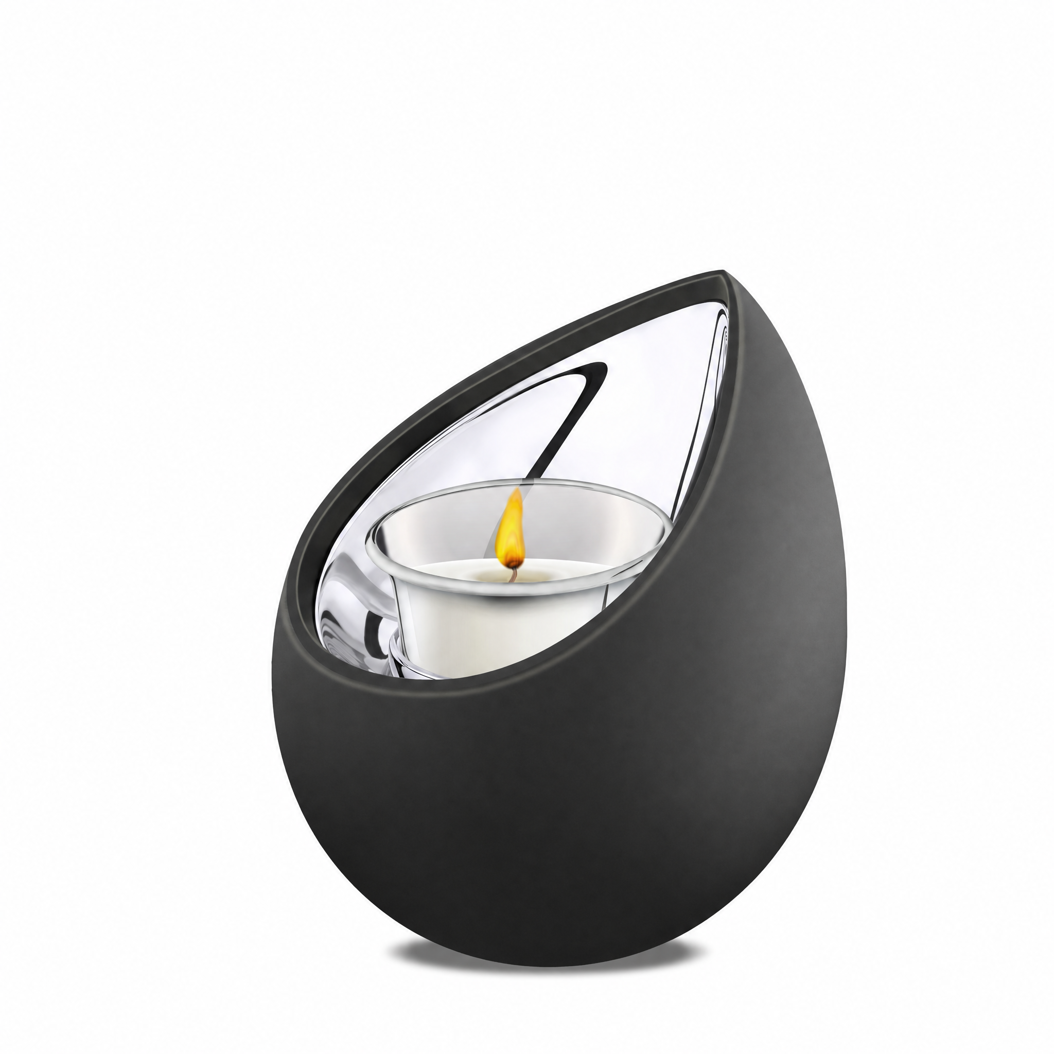 Drop™ Tealight Urn Black & Pol Silver